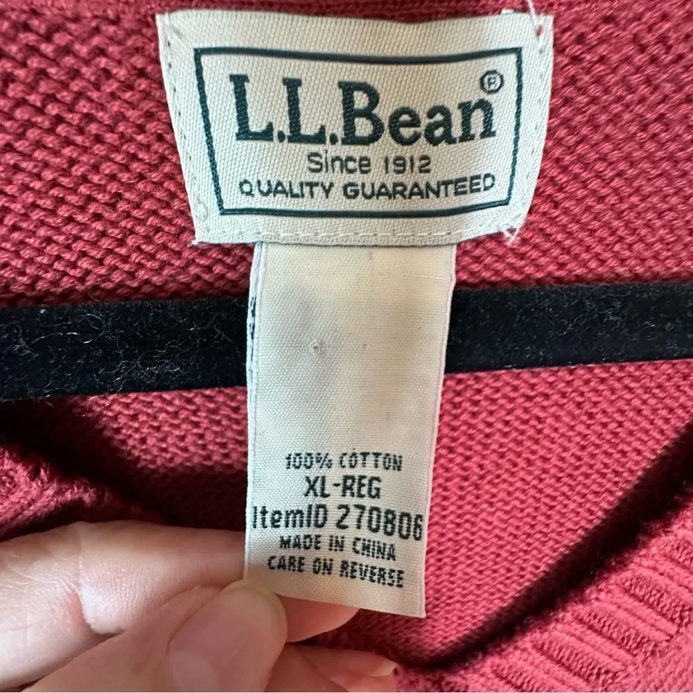 L.L. Bean vintage Men's Deep Red V-Neck Sweater